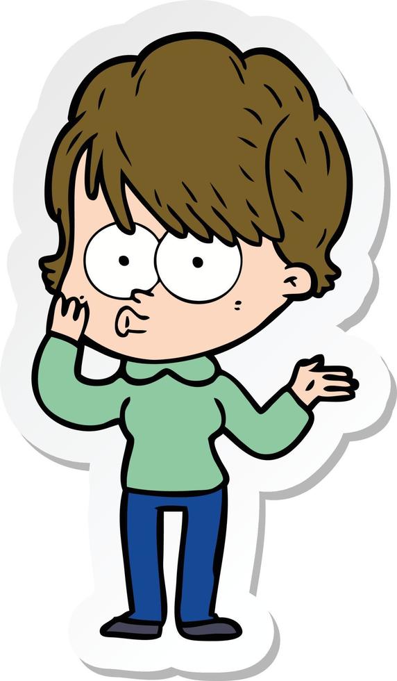 sticker of a cartoon woman vector