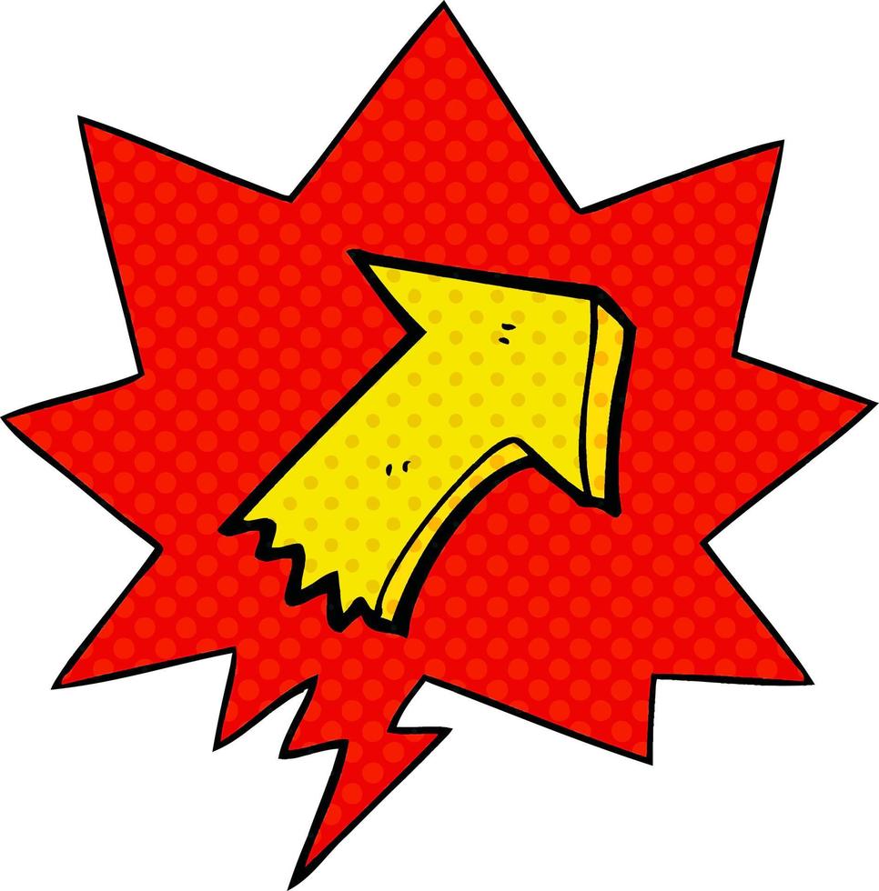 cartoon pointing arrow and speech bubble in comic book style vector