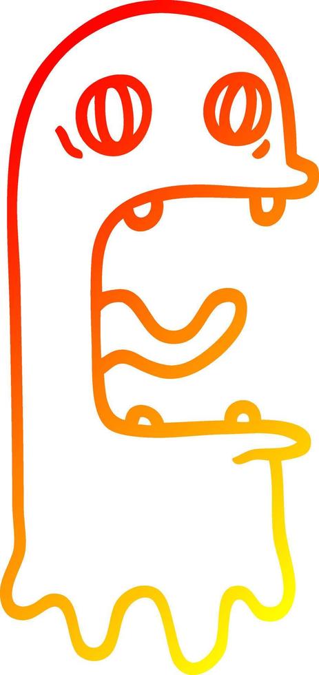 warm gradient line drawing cartoon spooky ghost vector