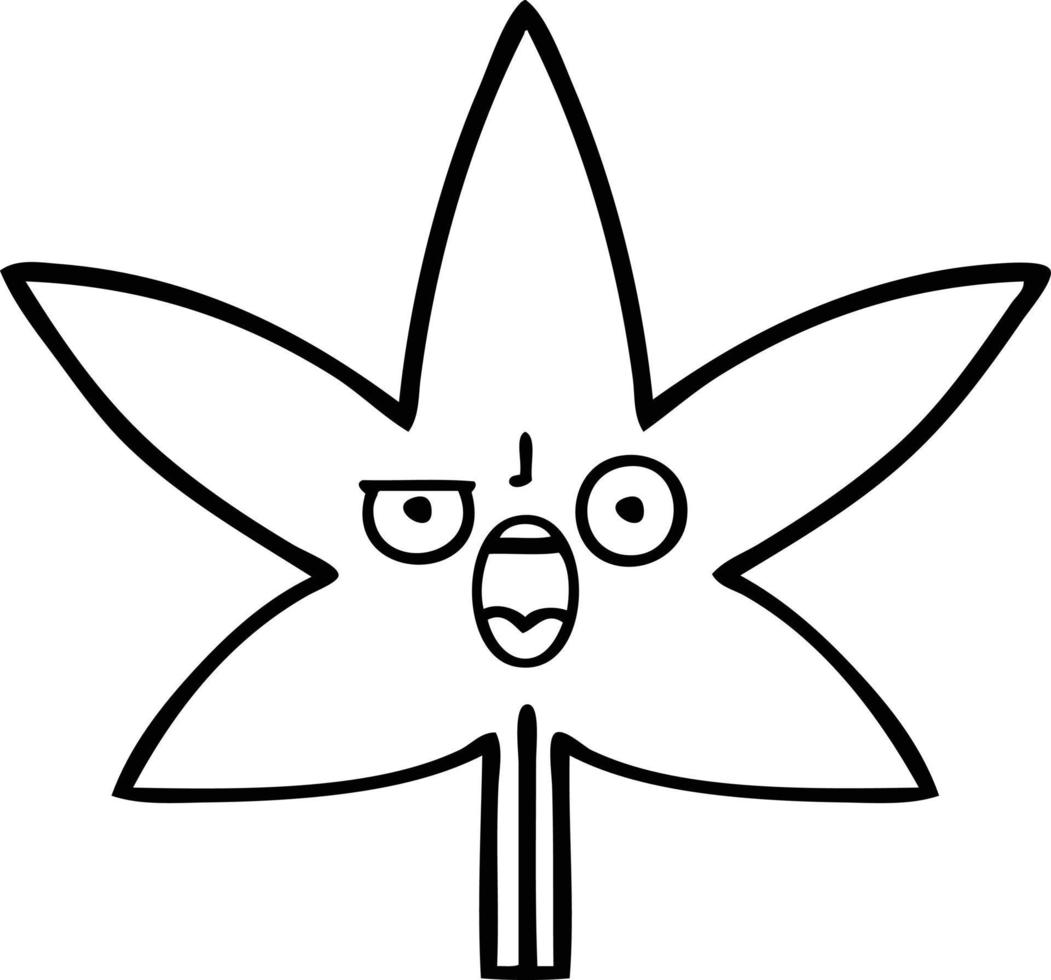 hoja de marihuana de dibujos animados de dibujo lineal vector