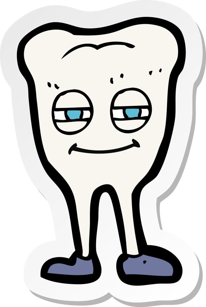 sticker of a cartoon smiling tooth vector