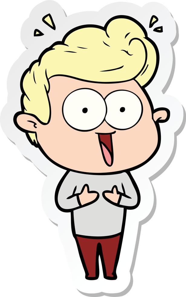 sticker of a cartoon staring man vector
