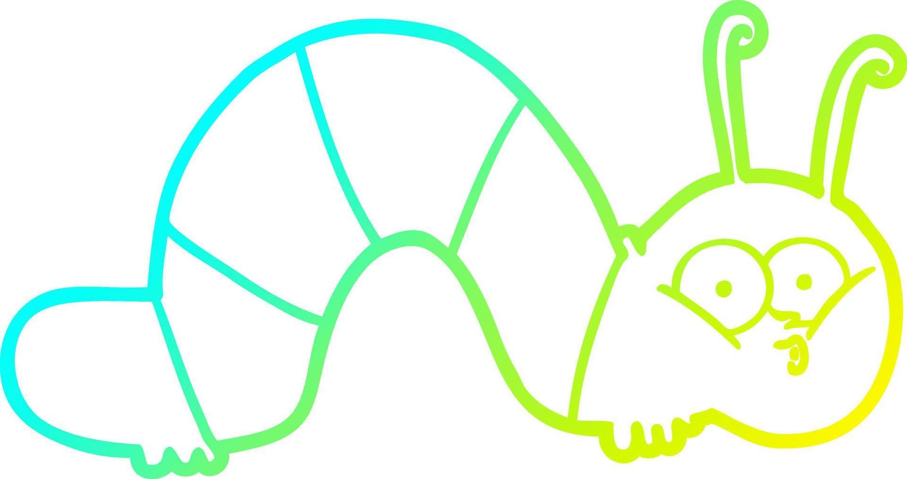 cold gradient line drawing cartoon caterpillar vector