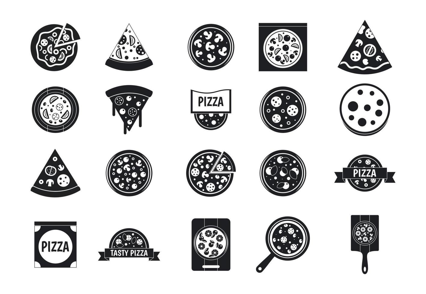 conjunto de iconos de pizza, estilo simple vector