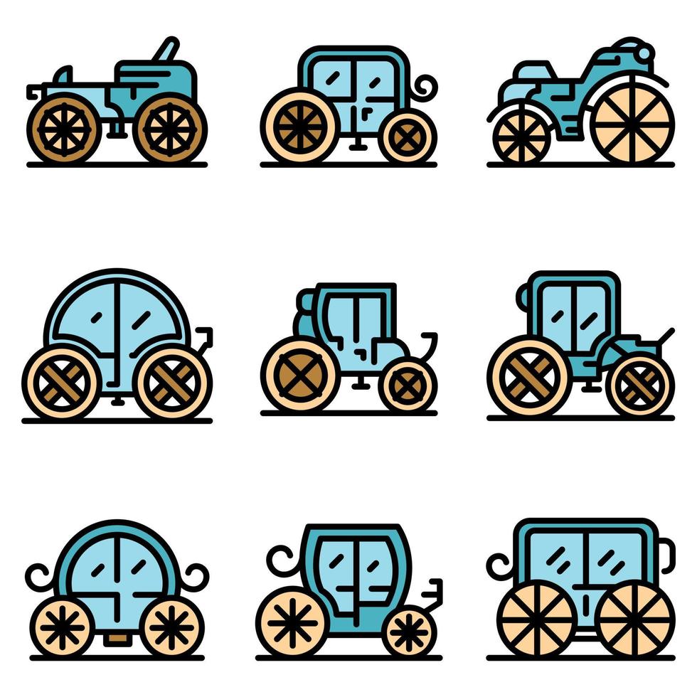 Brougham icons vector flat