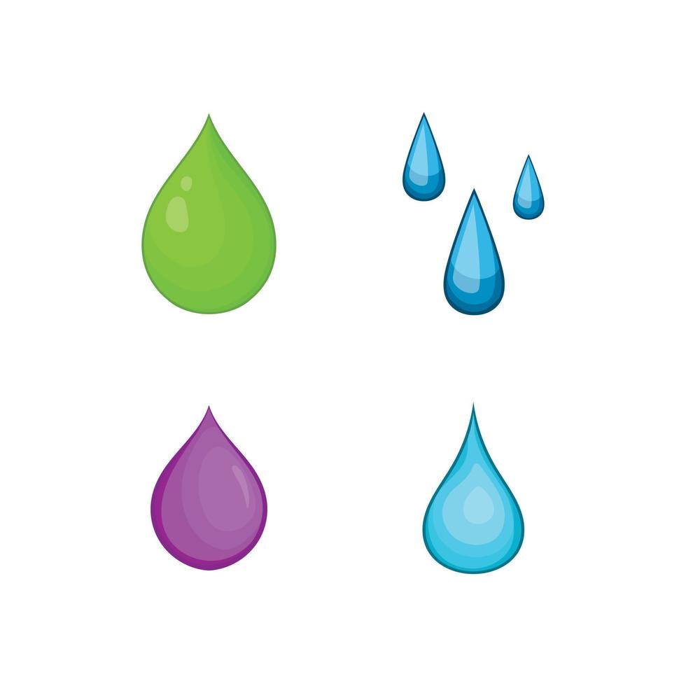 Drop icon set, cartoon style vector