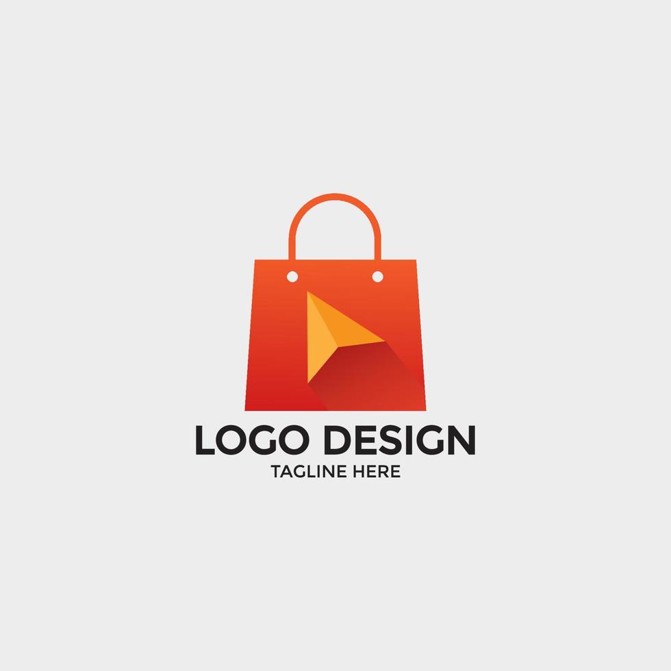Online Shop Bag illustration Vector Logo Design