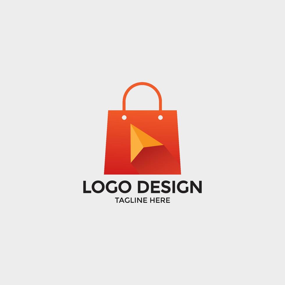 diseño de logotipo de vector de ilustración de bolsa de tienda en línea