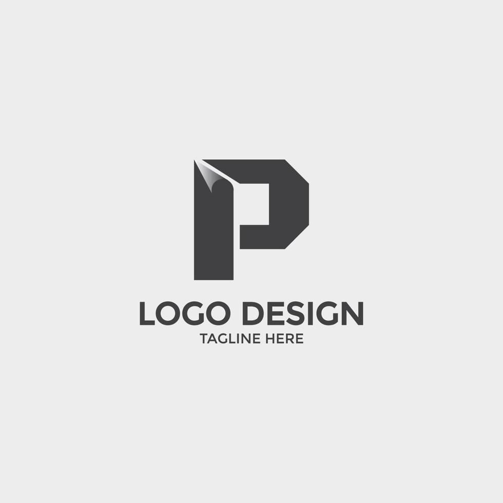 concepto de diseño de logotipo de tipografía de estilo de papel de carta p vector
