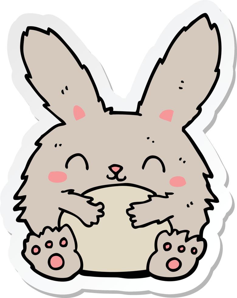 sticker of a cute cartoon rabbit vector