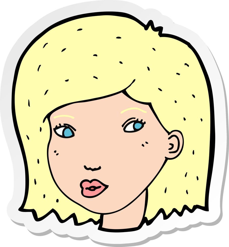 sticker of a cartoon female face vector