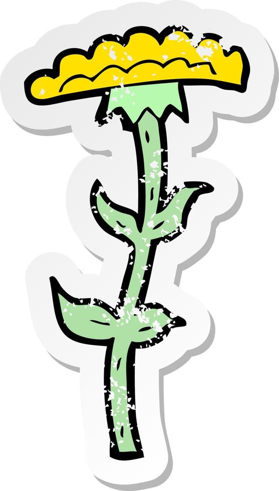 retro distressed sticker of a cartoon flower vector
