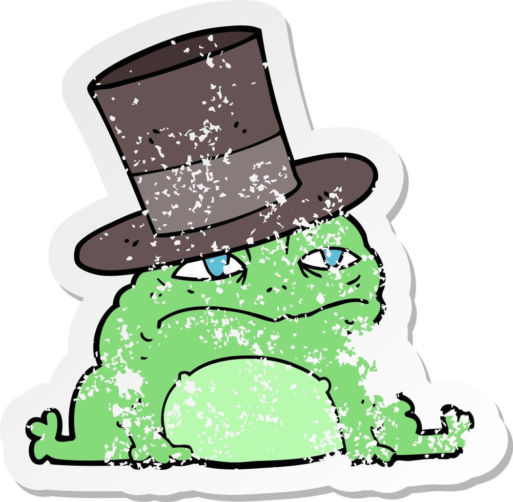 distressed sticker of a cartoon rich toad vector