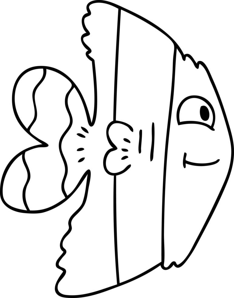 quirky line drawing cartoon fish vector