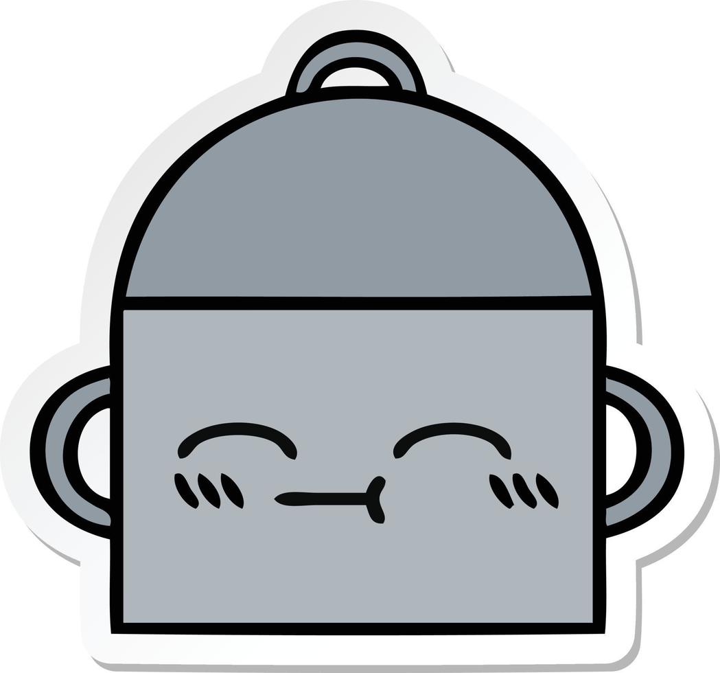 sticker of a cute cartoon cooking pot vector
