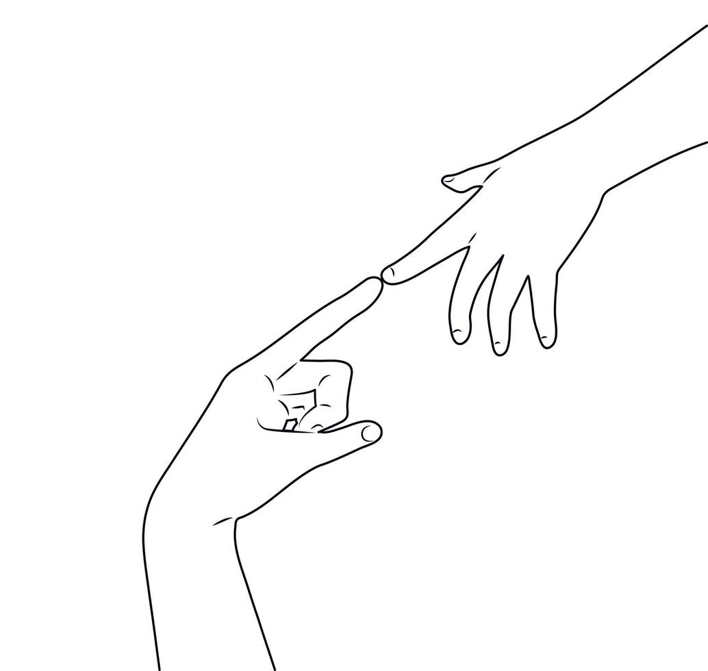 el concepto de amor y trabajo en equipo. dos manos. símbolo de asociación feliz, éxito. infancia. asociación. fondo aislado de diseño plano. vector. vector