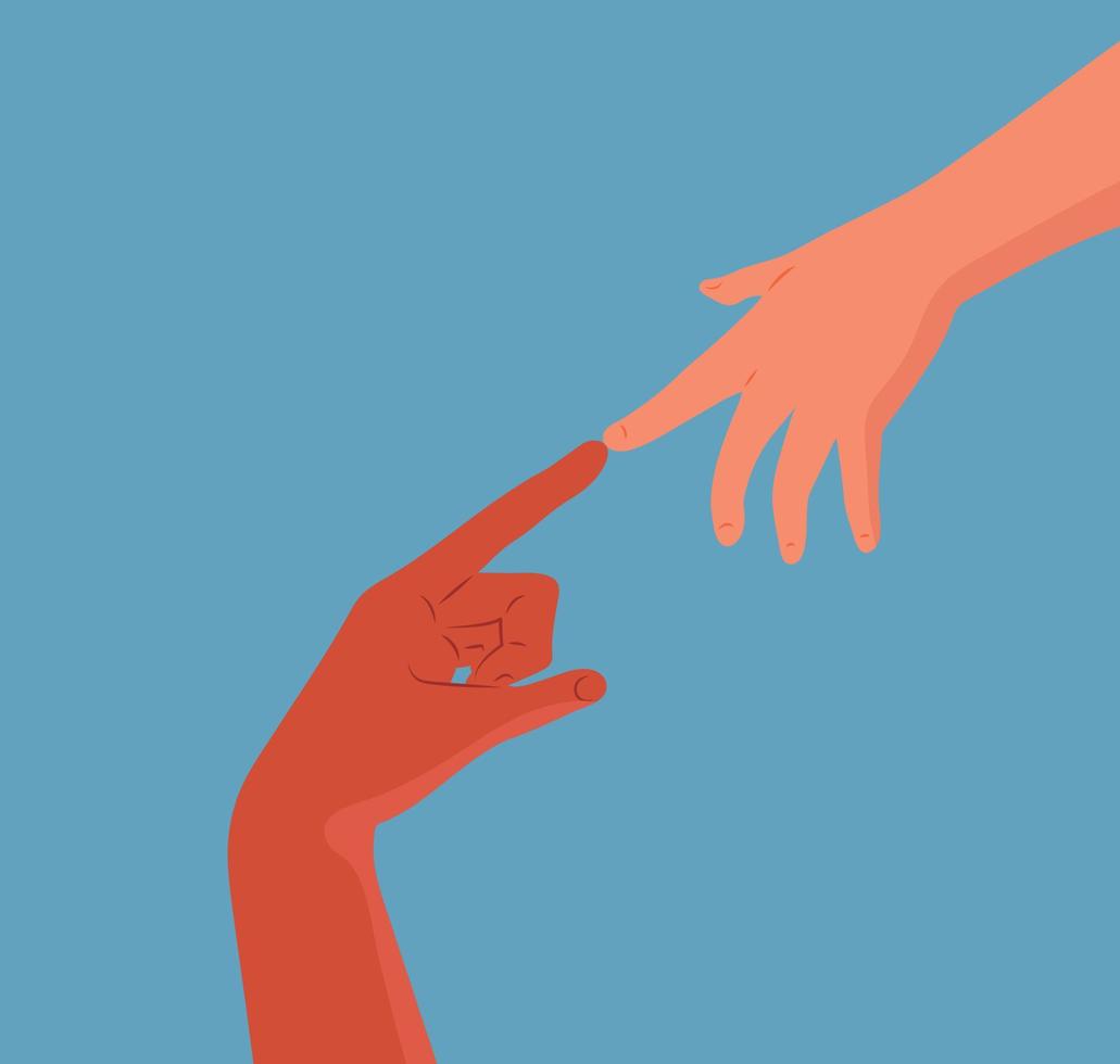 The concept of love and teamwork. Two hands.Symbol of happy partnership, success.childhood.partnership. Flat design isolated background. Vector. vector