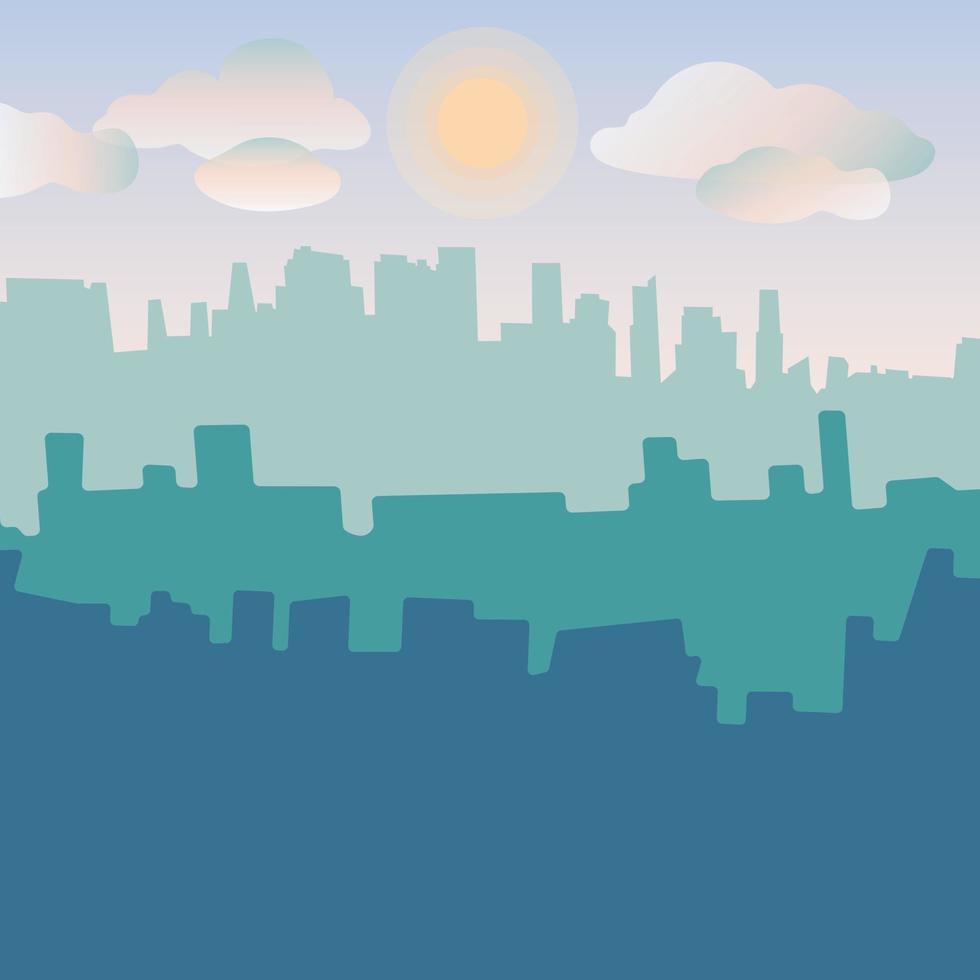 paisaje de la ciudad al amanecer. ilustración vectorial de color. vector