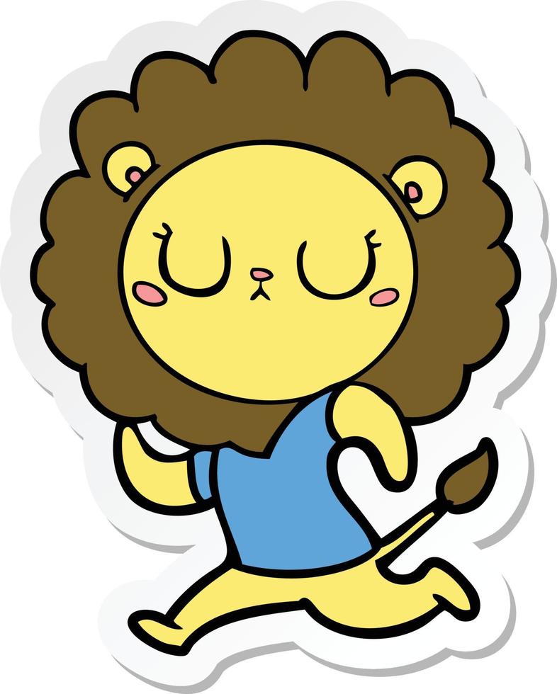 sticker of a cartoon running lion vector