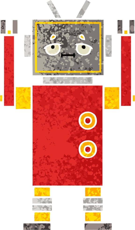 retro illustration style cartoon robot vector