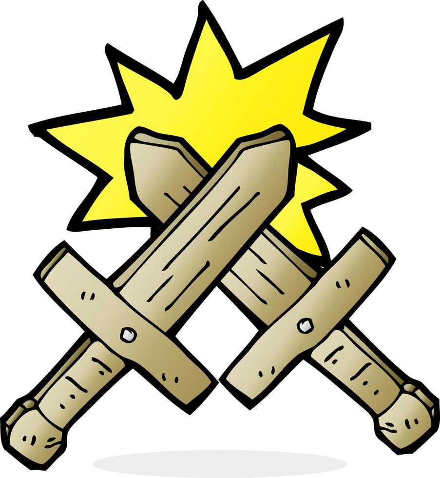 cartoon wooden sword fight vector