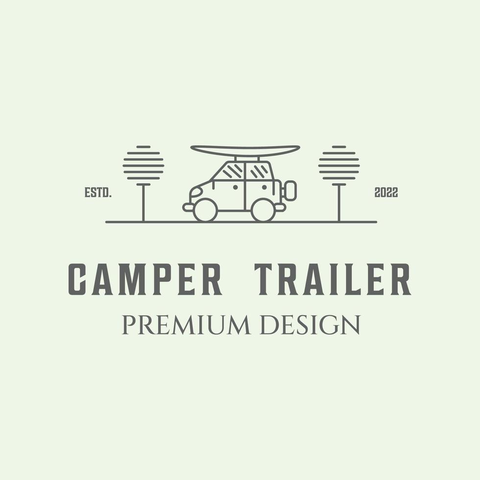 camper trailer icon logo line art minimalist vector illustration design ...