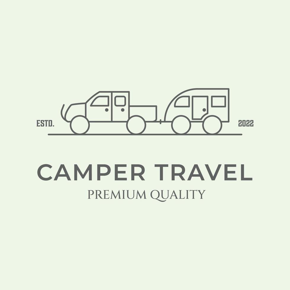 camper travel logo line art minimalist vector illustration design icon