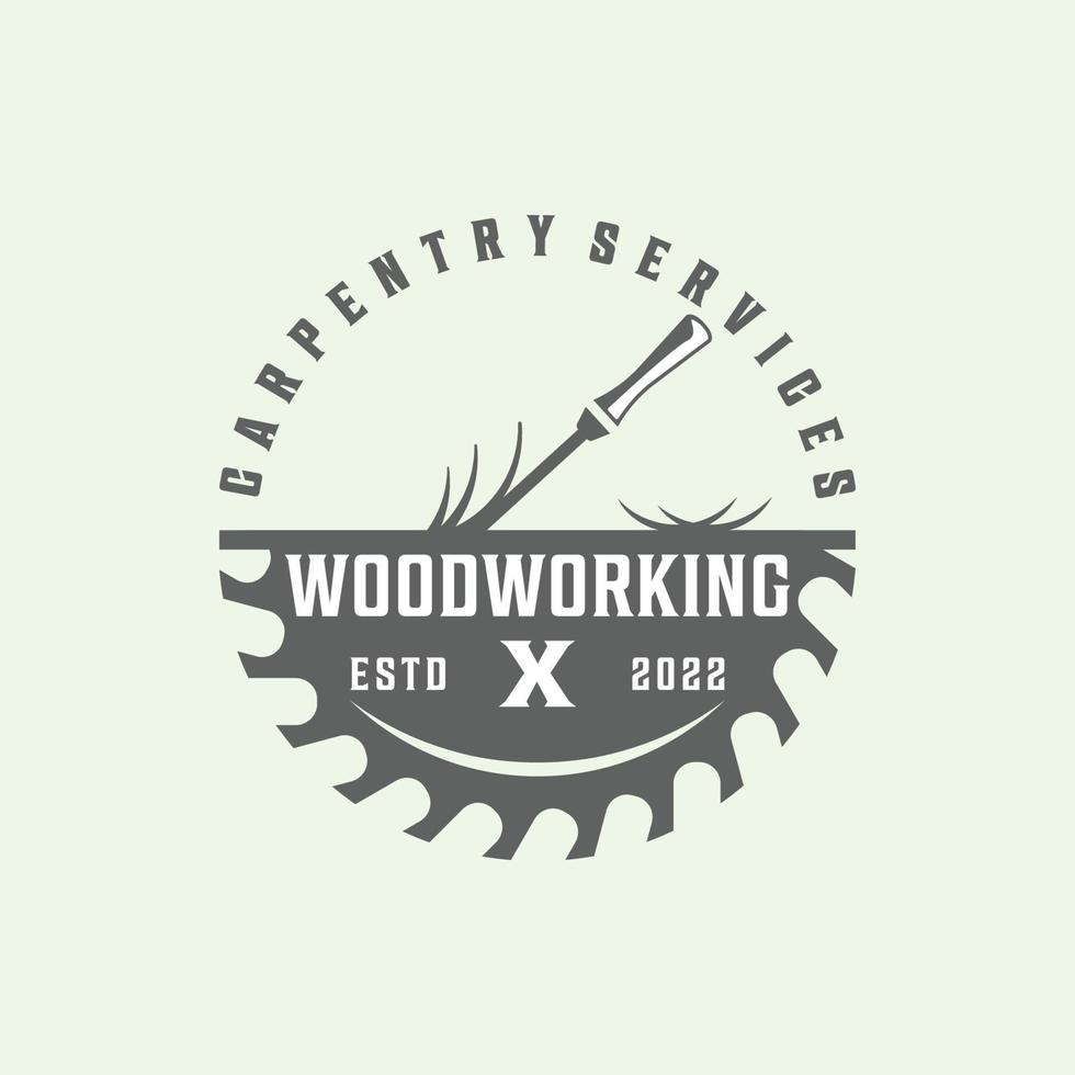 diseño minimalista del ejemplo del vector del logotipo del icono del vintage del trabajo de la madera