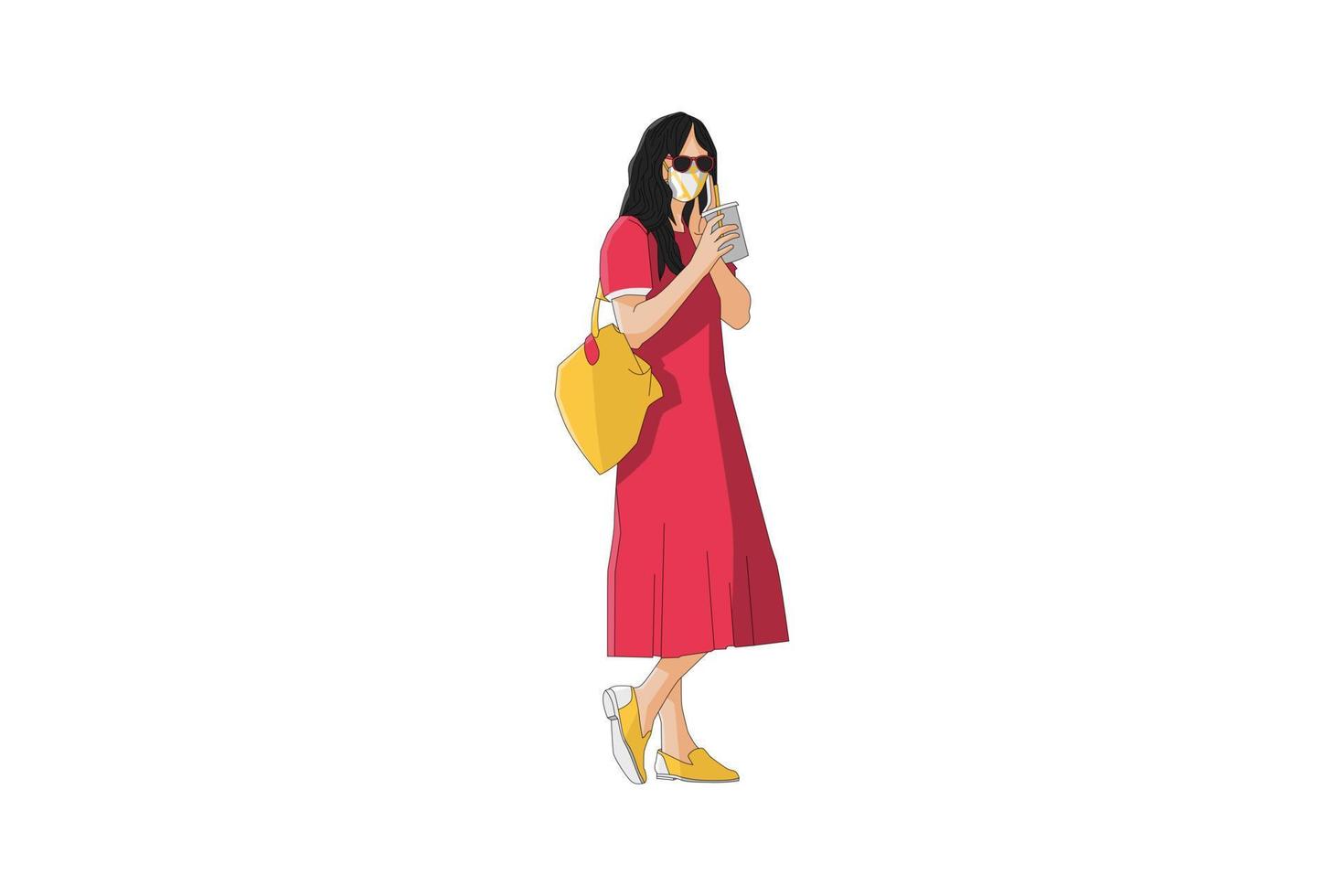 ilustración vectorial de mujeres elegantes posando con máscara vector