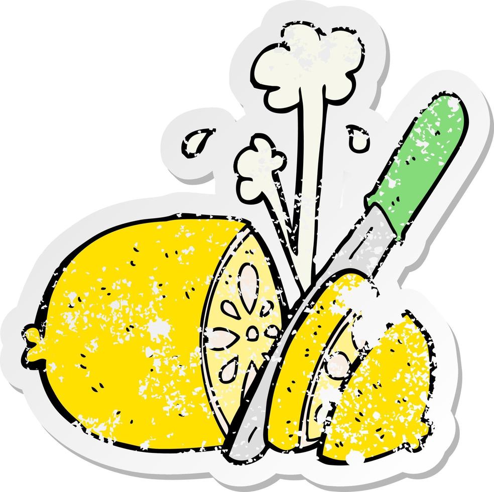 distressed sticker of a cartoon sliced lemon vector