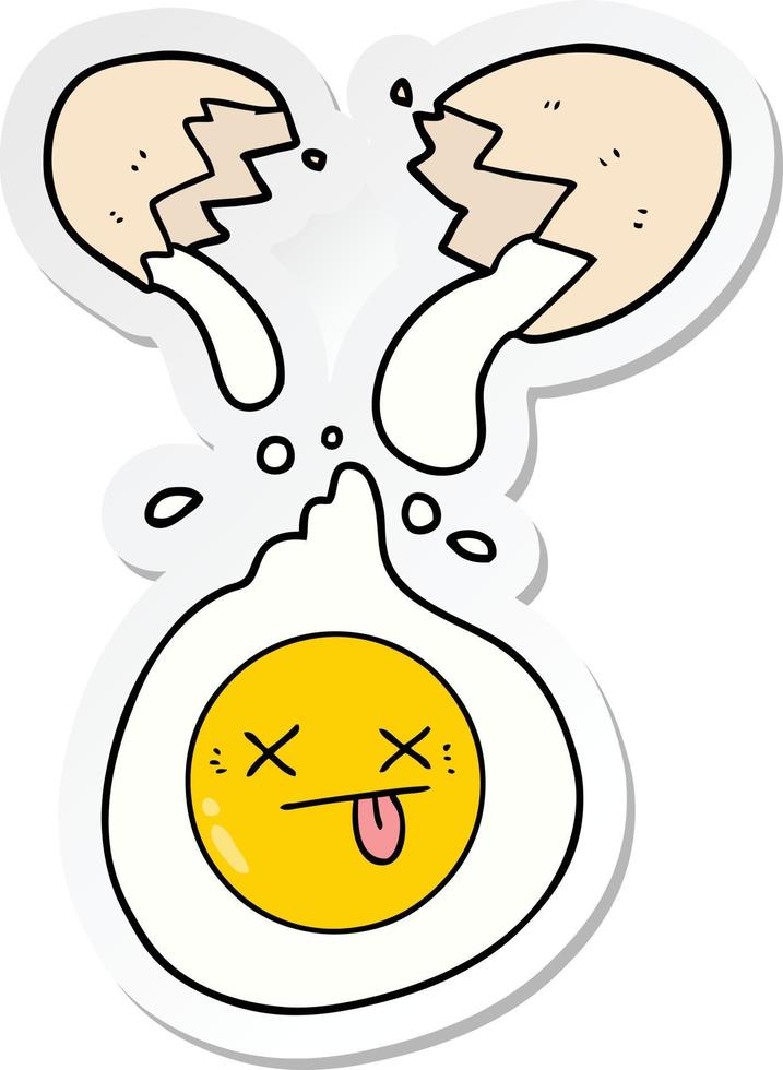 sticker of a cartoon cracked egg vector