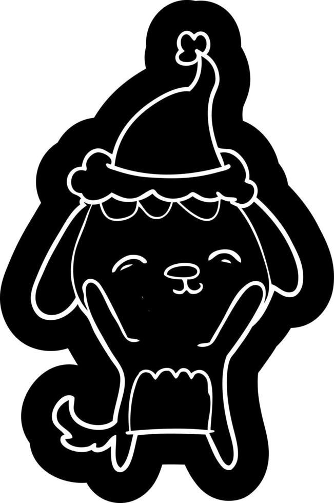 happy cartoon icon of a dog wearing santa hat vector