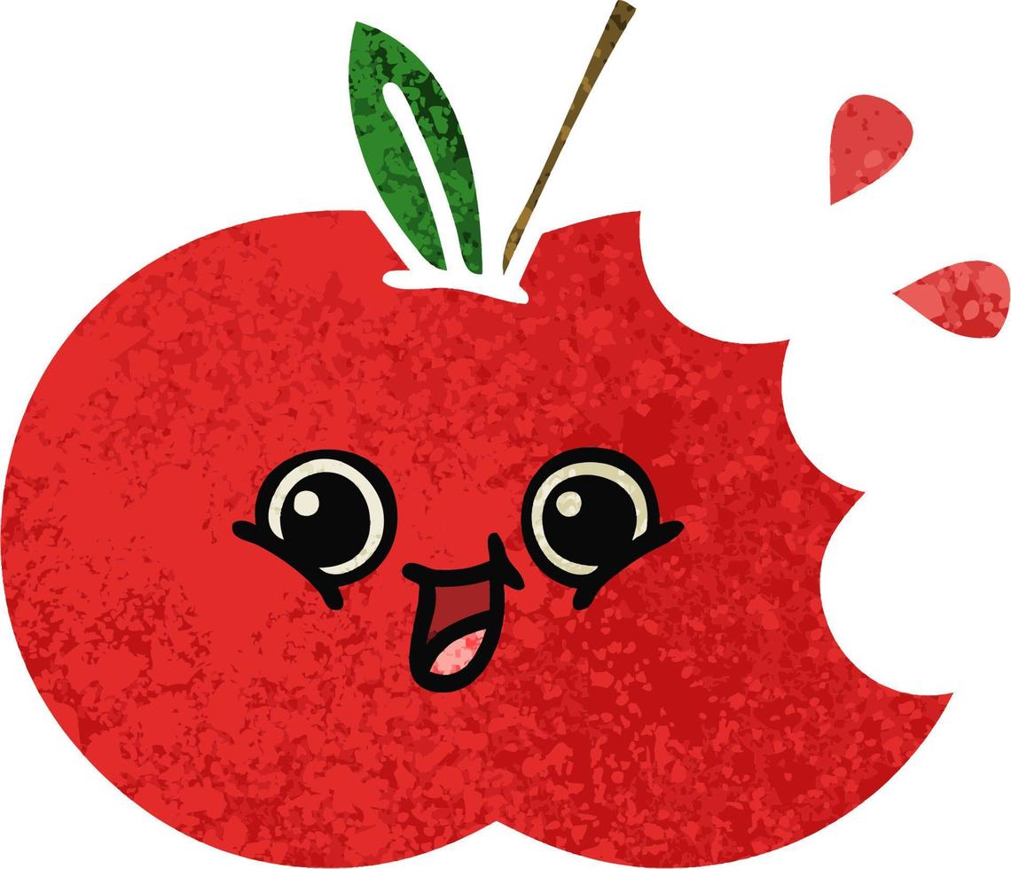 manzana roja de dibujos animados de estilo de ilustración retro vector