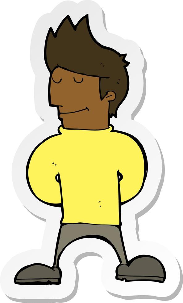sticker of a cartoon happy man vector