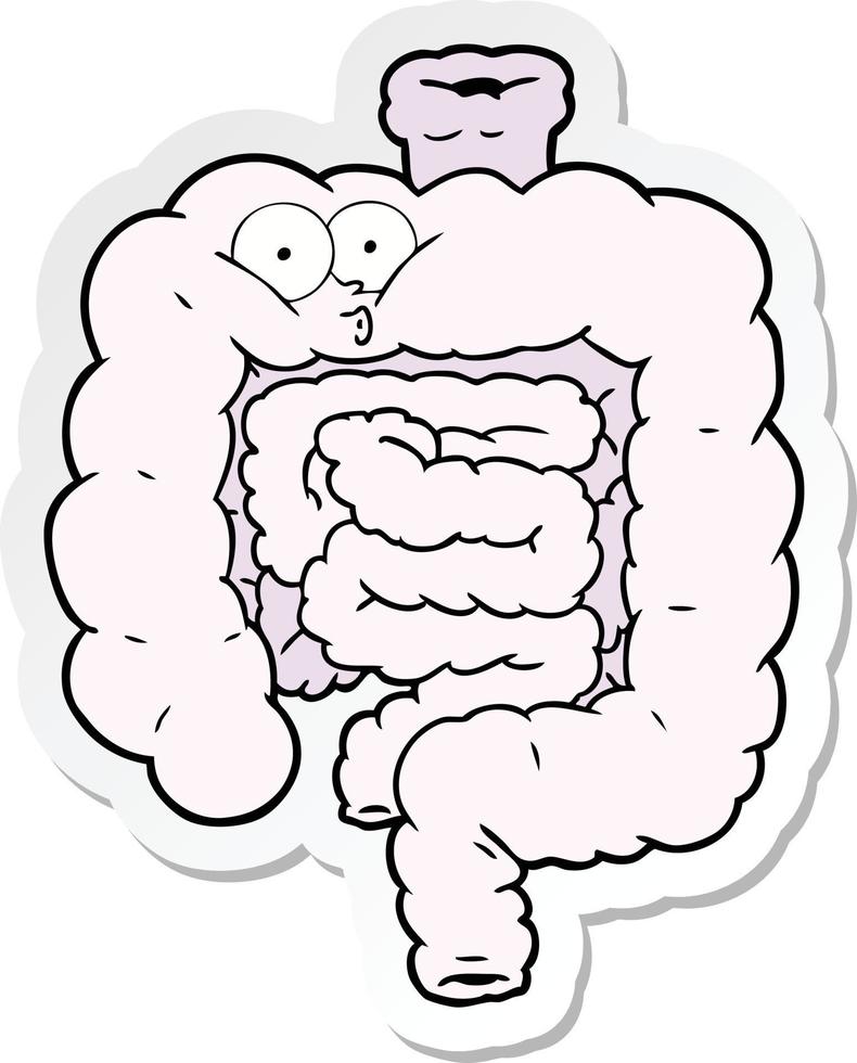 sticker of a cartoon surprised intestines vector