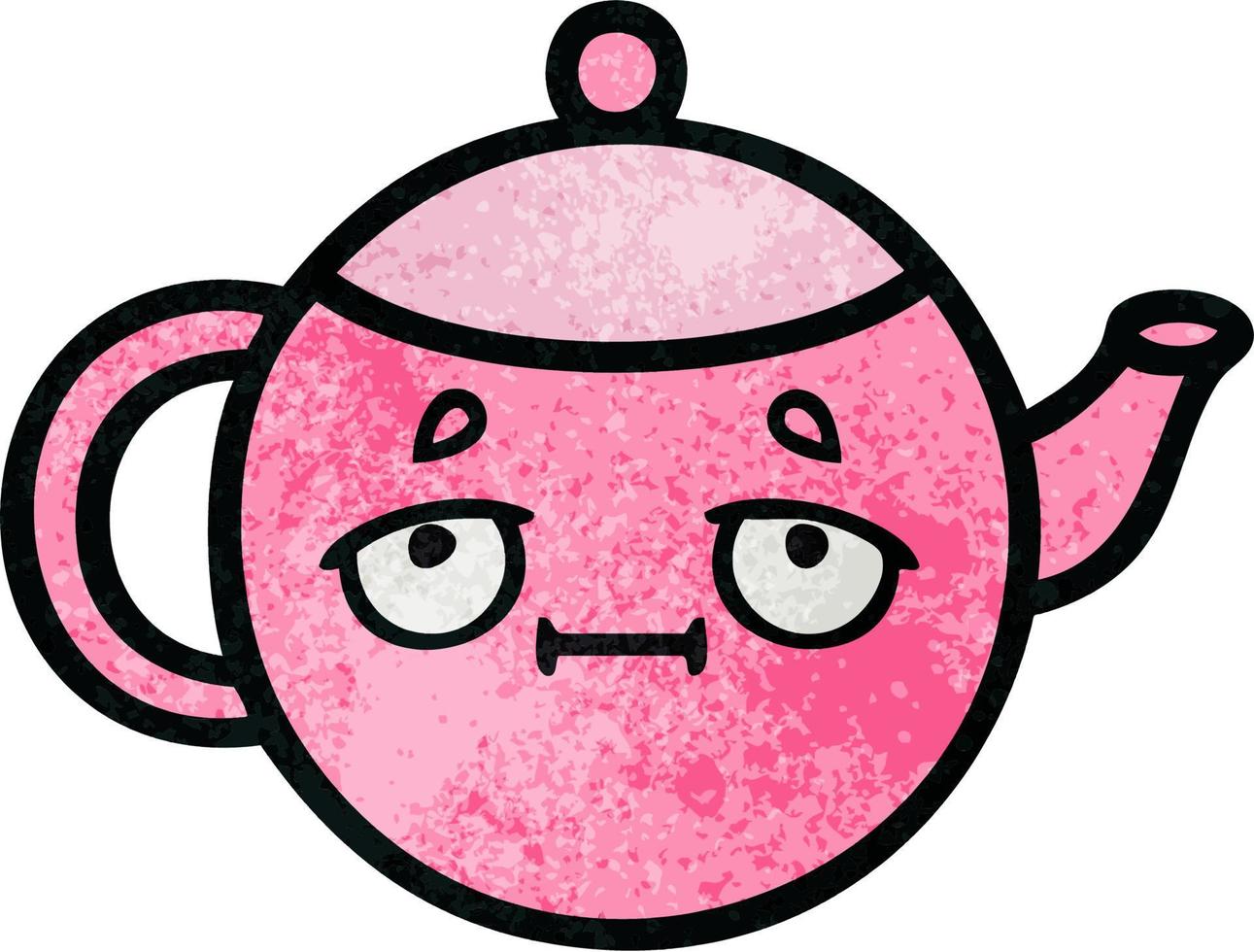 retro grunge texture cartoon teapot vector