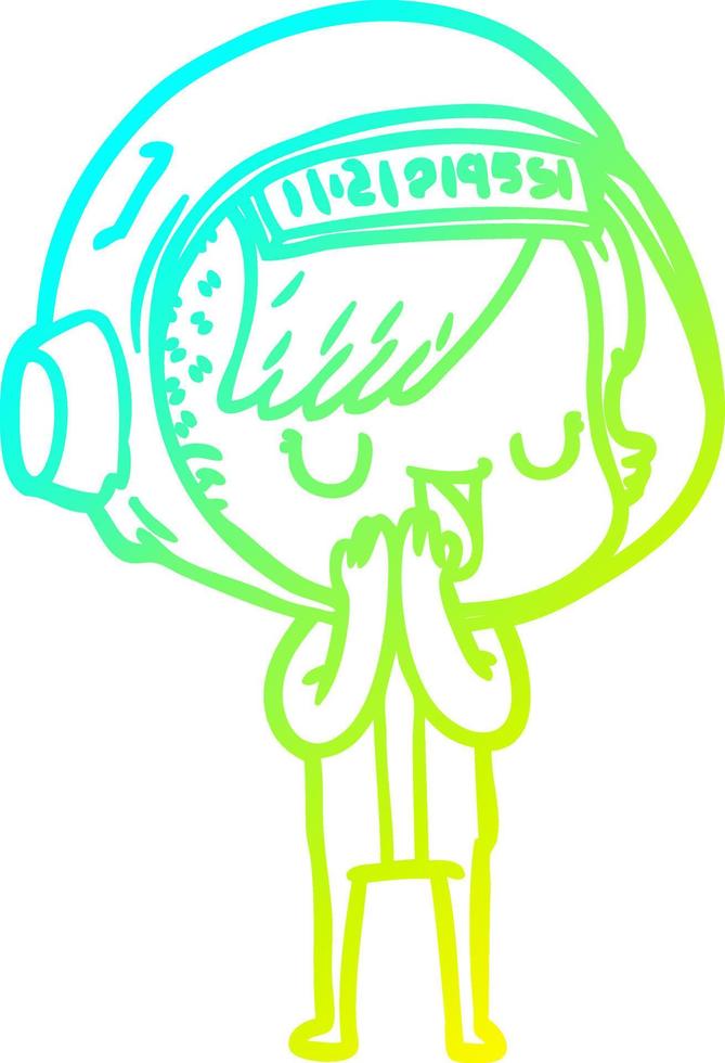cold gradient line drawing cartoon astronaut woman vector