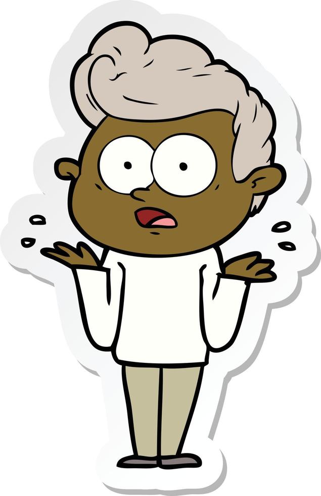 sticker of a cartoon staring man vector