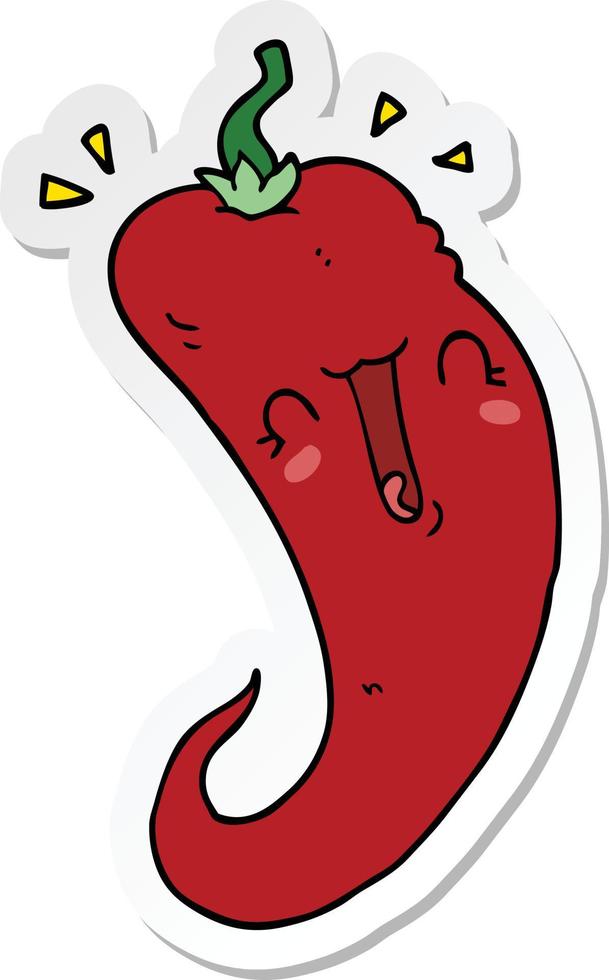 sticker of a cartoon chili pepper vector