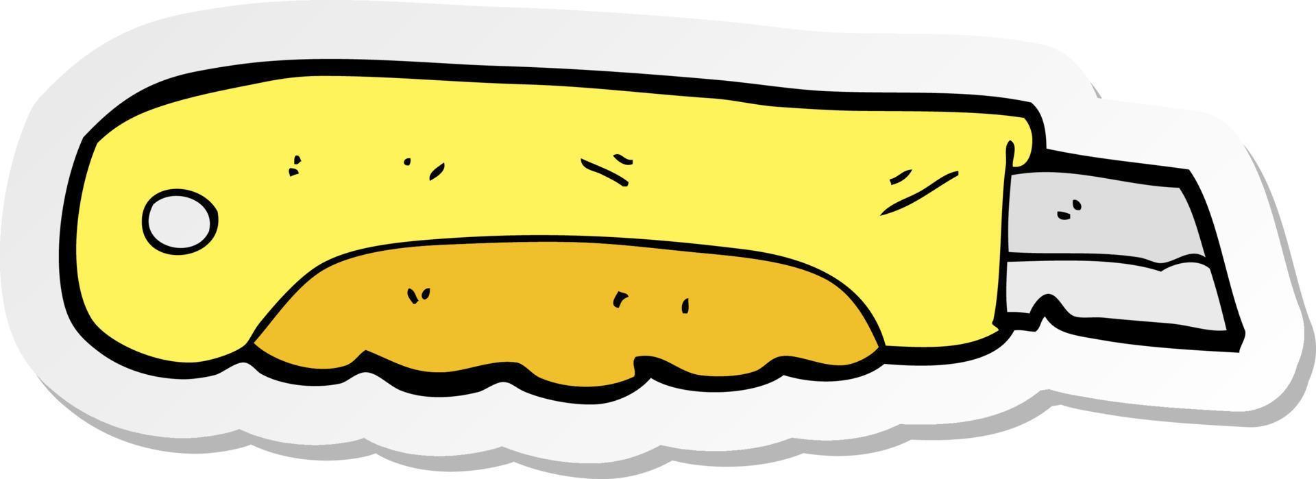 sticker of a cartoon construction knife vector