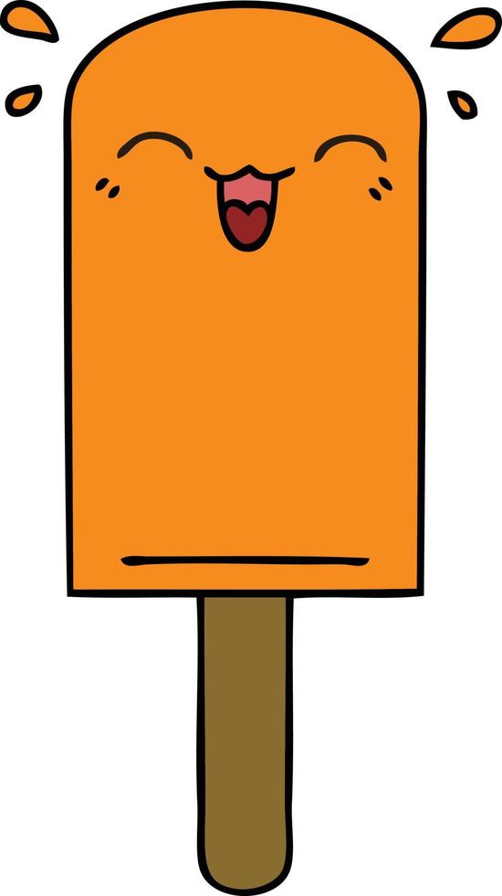 quirky hand drawn cartoon orange ice lolly vector