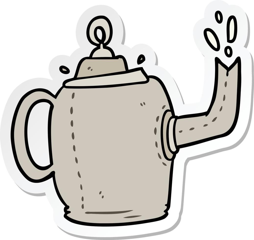 sticker of a cartoon old kettle vector