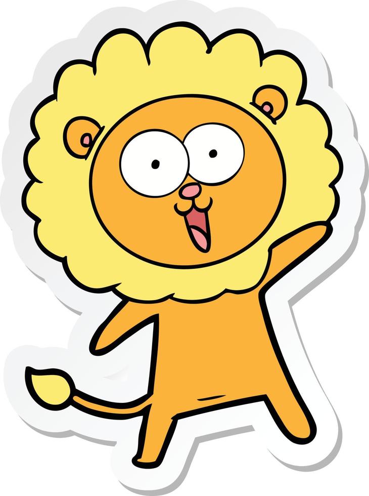 sticker of a happy cartoon lion vector