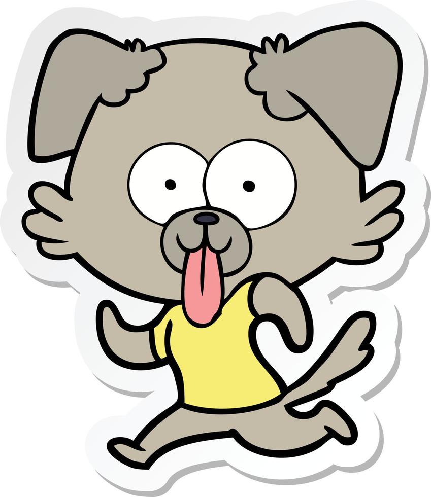 pegatina de un perro de dibujos animados con la lengua fuera vector