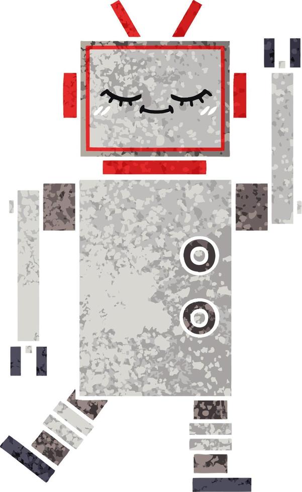 retro illustration style cartoon robot vector