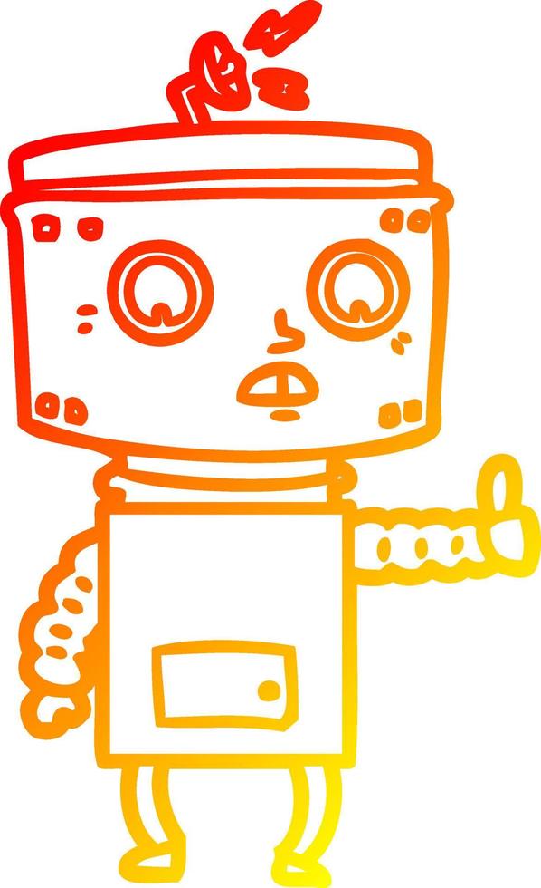 warm gradient line drawing cartoon robot vector