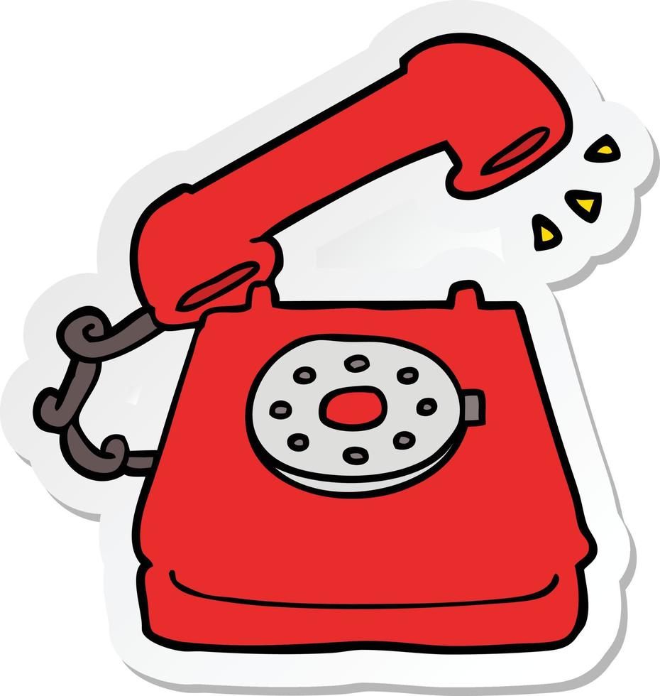 sticker of a cartoon old telephone vector