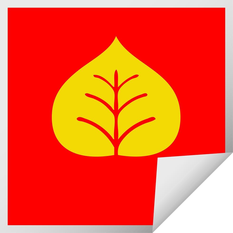 square peeling sticker cartoon autumn leaf vector