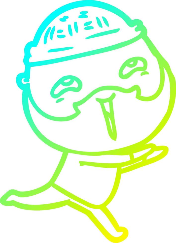 cold gradient line drawing cartoon happy bearded man vector