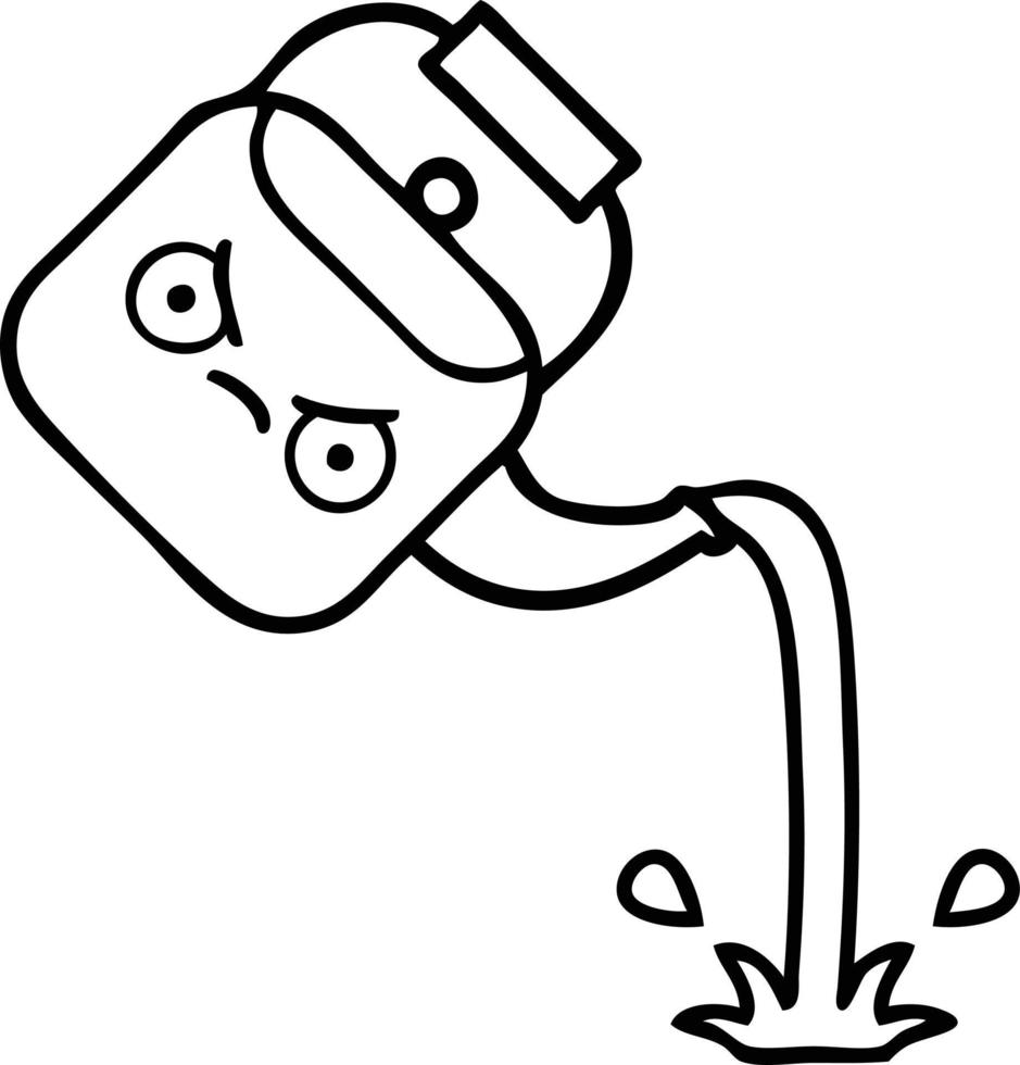 line drawing cartoon pouring kettle vector